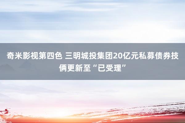 奇米影视第四色 三明城投集团20亿元私募债券技俩更新至“已受理”