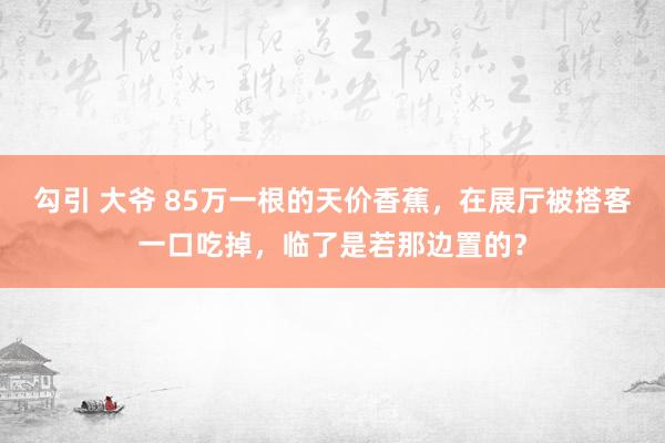 勾引 大爷 85万一根的天价香蕉，在展厅被搭客一口吃掉，临了是若那边置的？