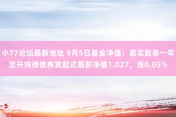 小77论坛最新地址 9月5日基金净值：嘉实致泰一年定开纯债债券发起式最新净值1.027，涨0.05%