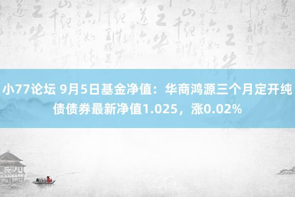 小77论坛 9月5日基金净值：华商鸿源三个月定开纯债债券最新净值1.025，涨0.02%