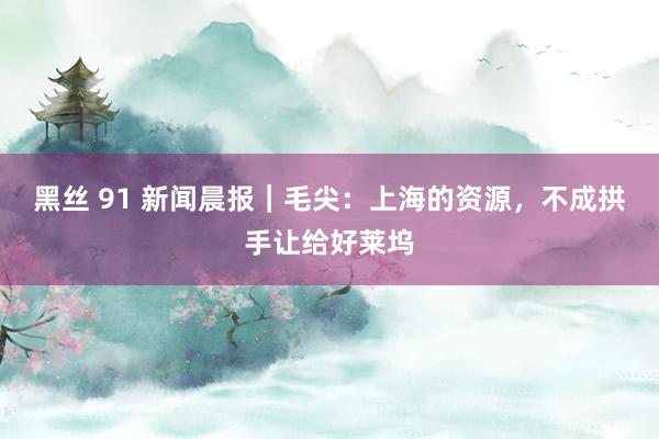 黑丝 91 新闻晨报｜毛尖：上海的资源，不成拱手让给好莱坞